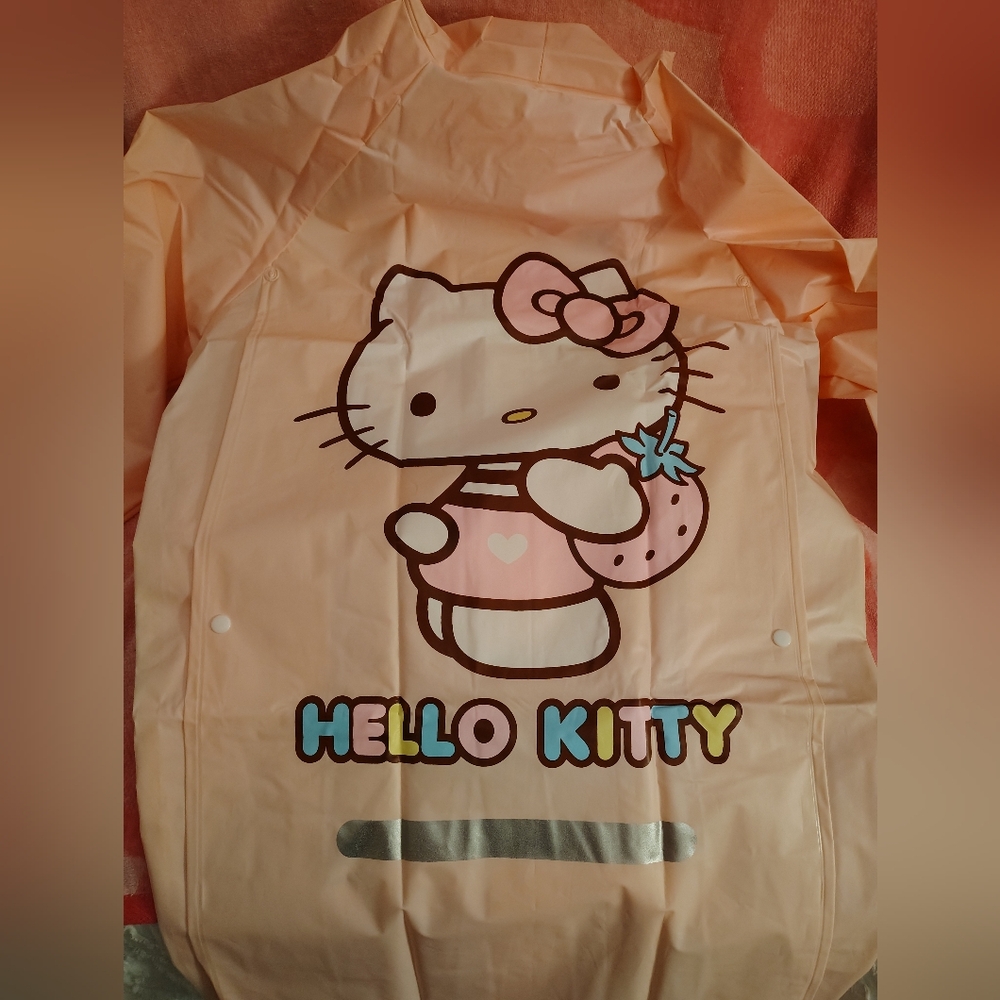 EXCLUSIVE - Hello Kitty Girl's Pink Hooded Raincoat & Storage Tote - Size XXXL - Picture 6 of 10